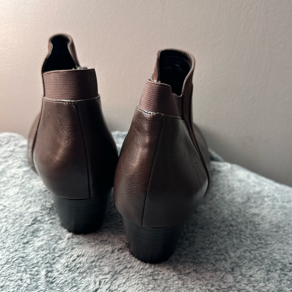 Dexflex Wide Boots Sz 12 Wide Brown Side-Zip Ankle Boots booties - Picture 4 of 7